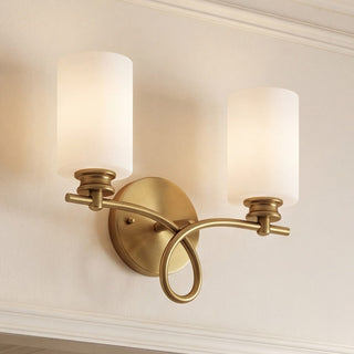 Woodbury Two Light Bath Bar in Warm Brass