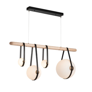 Hubbardton Forge - 131043-LED-STND-10-27-LK-WD-GG0702 - Derby Linear 4-Light LED Pendant - Derby - Black