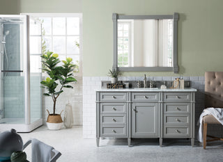 60 Inch Brittany Freestanding Vanity in Urban Gray / Carrara White Top