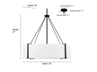 Telfar 6-Light Pendant Light Matte Black/White