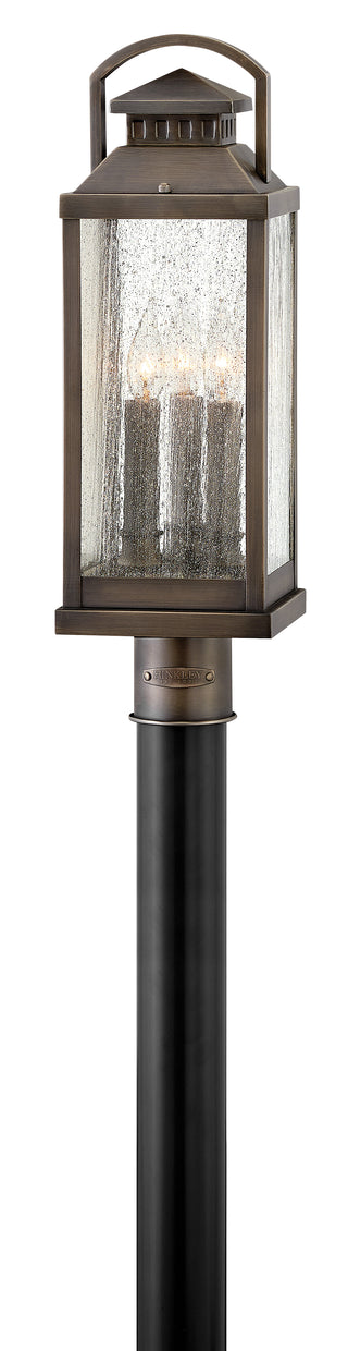 Revere Large Post Mount Lantern in Blackened Brass