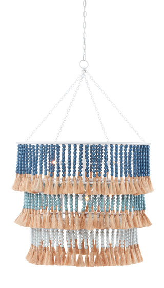 Currey and Company - 9000-0830 - Seven Light Chandelier - St. Barts - Sugar White/Mist Blue/Demin Blue/Natural