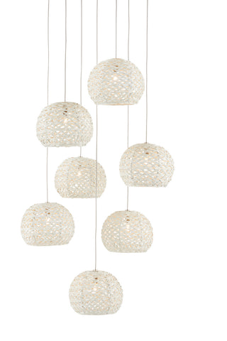 Currey and Company - 9000-0911 - Seven Light Pendant - Piero - Sugar White/Silver