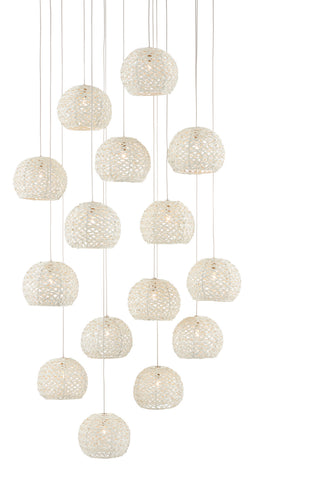 Currey and Company - 9000-0912 - 15 Light Pendant - Piero - Sugar White/Silver
