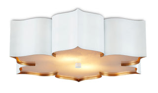 Currey and Company - 9999-0059 - Two Light Flush Mount - Grand Lotus - Sugar White/Contemporary Gold/Gaux Alabaster