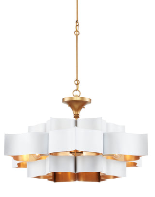 Currey and Company - 9000-0857 - Six Light Chandelier - Grand Lotus - Sugar White/Contemporary Gold Leaf
