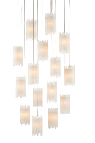 Currey and Company - 9000-0884 - 15 Light Pendant - Escenia - Frosted White/Silver