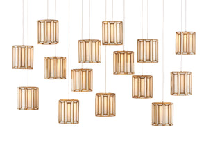 Currey and Company - 9000-0892 - 15 Light Pendant - Daze - Antique Brass/White/Silver
