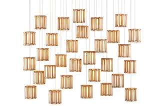 Currey and Company - 9000-0893 - 30 Light Pendant - Daze - Antique Brass/White/Silver