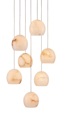 Currey and Company - 9000-0897 - Seven Light Pendant - Lazio - White/Silver
