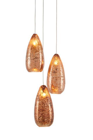 Currey and Company - 9000-0903 - Three Light Pendant - Rame - Copper/Silver