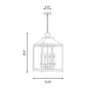 Four Light Pendant in Navy Blue with Polished Nickel