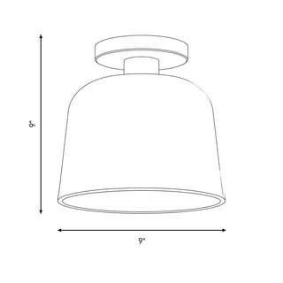 One Light Semi-Flush Mount in Matte Black with Natural Brass