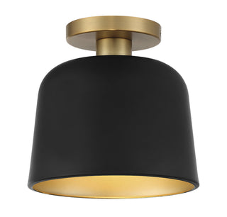 Meridian - M60067MBKNB - One Light Semi-Flush Mount - Matte Black with Natural Brass