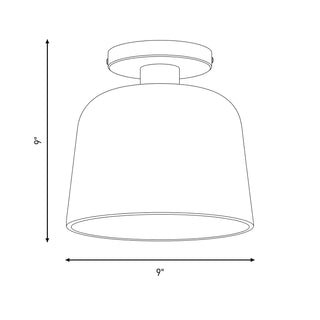 One Light Semi-Flush Mount in White with Natural Brass