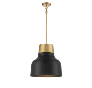 Meridian - M70115MBKNB - One Light Pendant - Matte Black with Natural Brass
