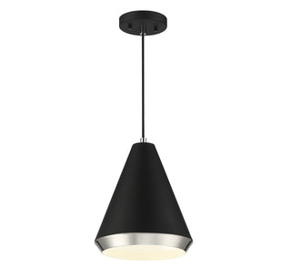 Meridian - M70122MBKPN - One Light Pendant - Matte Black with Polished Nickel