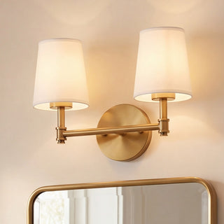 Two Light Bathroom Vanity in Natural Brass