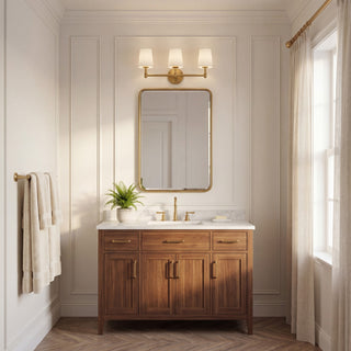 Three Light Bathroom Vanity in Natural Brass