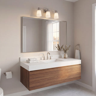 Three Light Bathroom Vanity in Brushed Nickel