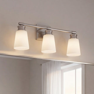 Three Light Bathroom Vanity in Brushed Nickel