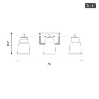 Three Light Bathroom Vanity in Brushed Nickel