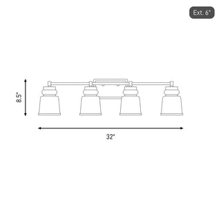 Four Light Bathroom Vanity in Brushed Nickel