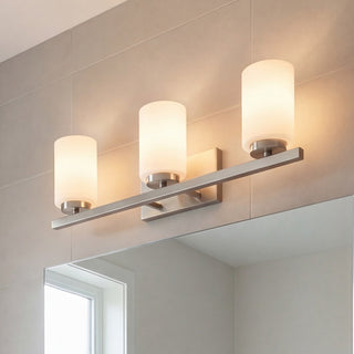Three Light Bathroom Vanity in Brushed Nickel