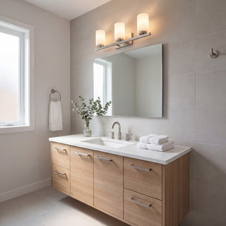 Three Light Bathroom Vanity in Brushed Nickel