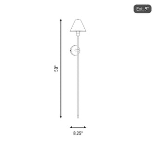 One Light Wall Sconce in Black with Natural Brass Accents