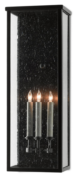 Currey and Company - 5500-0039 - Three Light Wall Sconce - Tanzy - Midnight Black/Clear Seeded