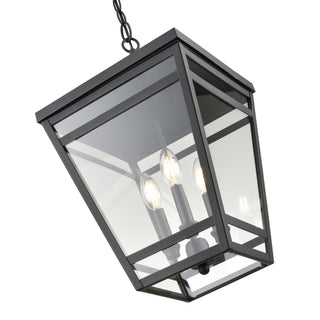 Seager 3-Light Outdoor Hanging Lantern Textured Black