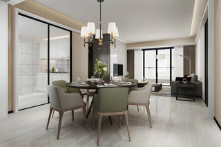 Brody Five Light Chandelier in Matte Black with Warm Brass Accents