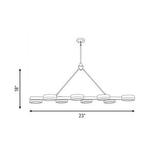 Ashor LED Linear Chandelier in Matte Black with Warm Brass Accents