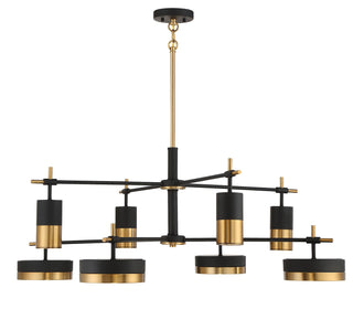 Ashor LED Chandelier in Matte Black with Warm Brass Accents