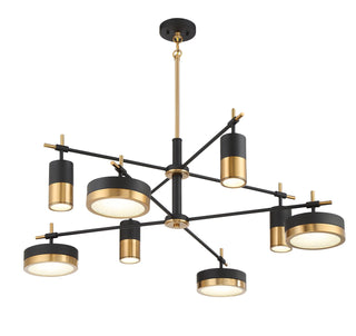 Ashor LED Chandelier in Matte Black with Warm Brass Accents