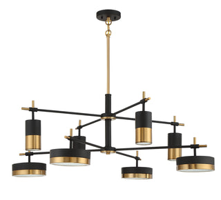 Ashor LED Chandelier in Matte Black with Warm Brass Accents