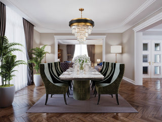 Marquise Nine Light Chandelier in Matte Black with Warm Brass Accents
