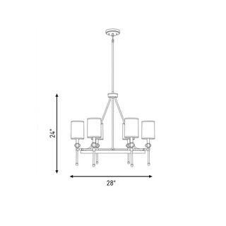 Tivoli Six Light Chandelier in Matte Black with Warm Brass Accents