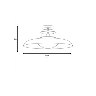 Gavin One Light Semi-Flush Mount in White with Warm Brass Accents