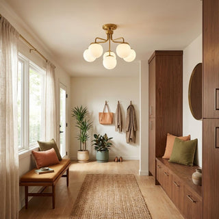 Marco Six Light Semi-Flush Mount in Warm Brass