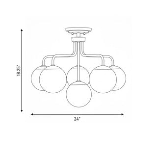 Marco Six Light Semi-Flush Mount in Warm Brass