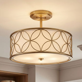 Reid Four Light Semi-Flush Mount in Warm Brass
