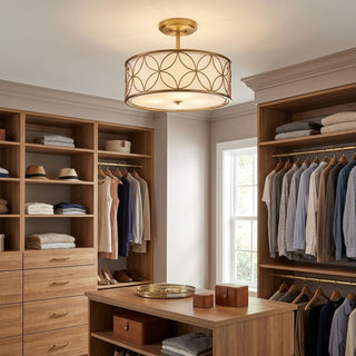 Reid Four Light Semi-Flush Mount in Warm Brass