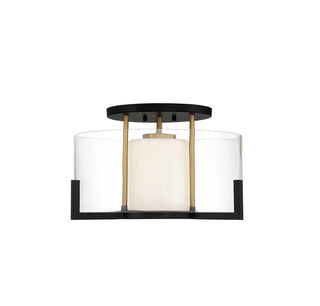 Savoy House - 6-1981-1-143 - One Light Semi-Flush Mount - Eaton - Matte Black with Warm Brass Accents