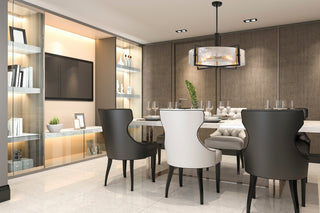 Hayward Five Light Pendant in Matte Black with Warm Brass Accents