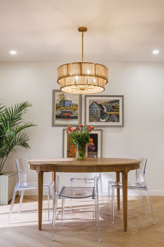 Ashburn Six Light Pendant in Warm Brass and Rope