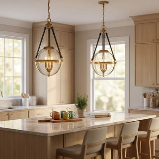 Bozeman Three Light Pendant in Warm Brass
