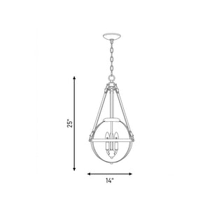 Bozeman Three Light Pendant in Warm Brass