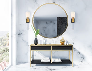 Alvara One Light Wall Sconce in Matte Black with Warm Brass Accents